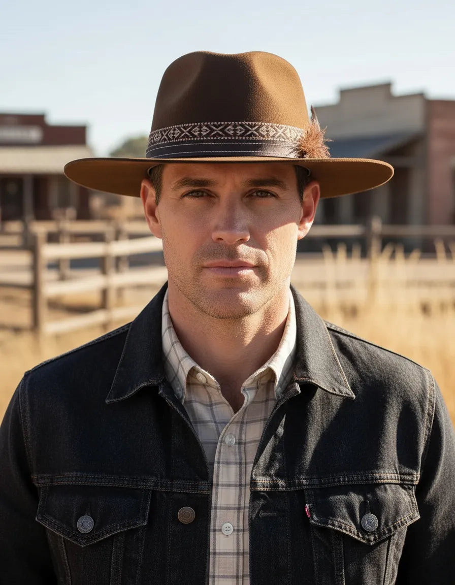 Chapéu Pralana 5x West Aba 8,5 Bandinhas em Couro