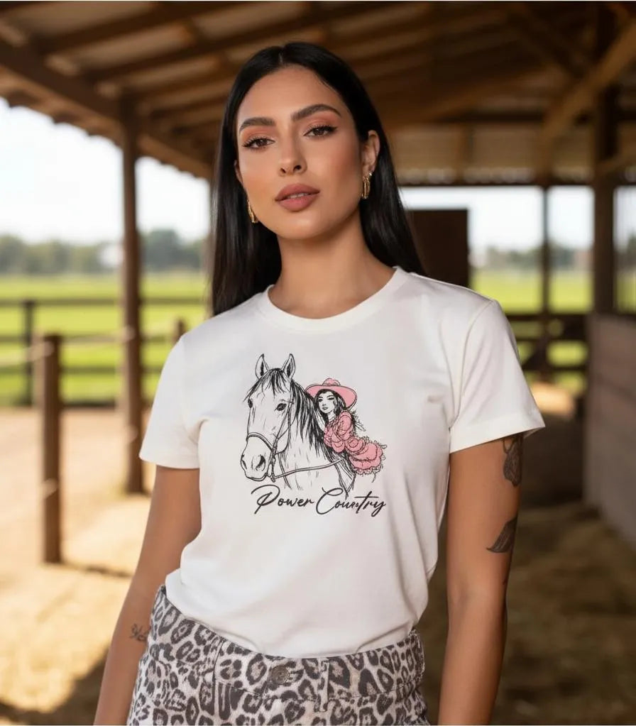 T-Shirt PWC Mulher Cavalo Off