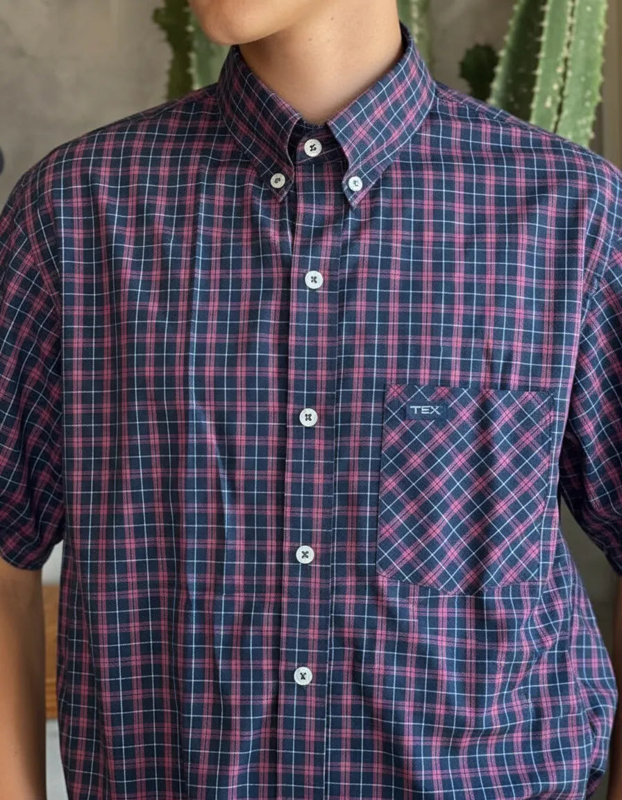 Camisa Social Xadrez Masculina Manga Curta Texas Edition