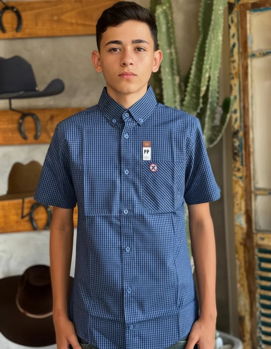 Camisa Social Xadrez Manga Curta Masculina Texas Brasil