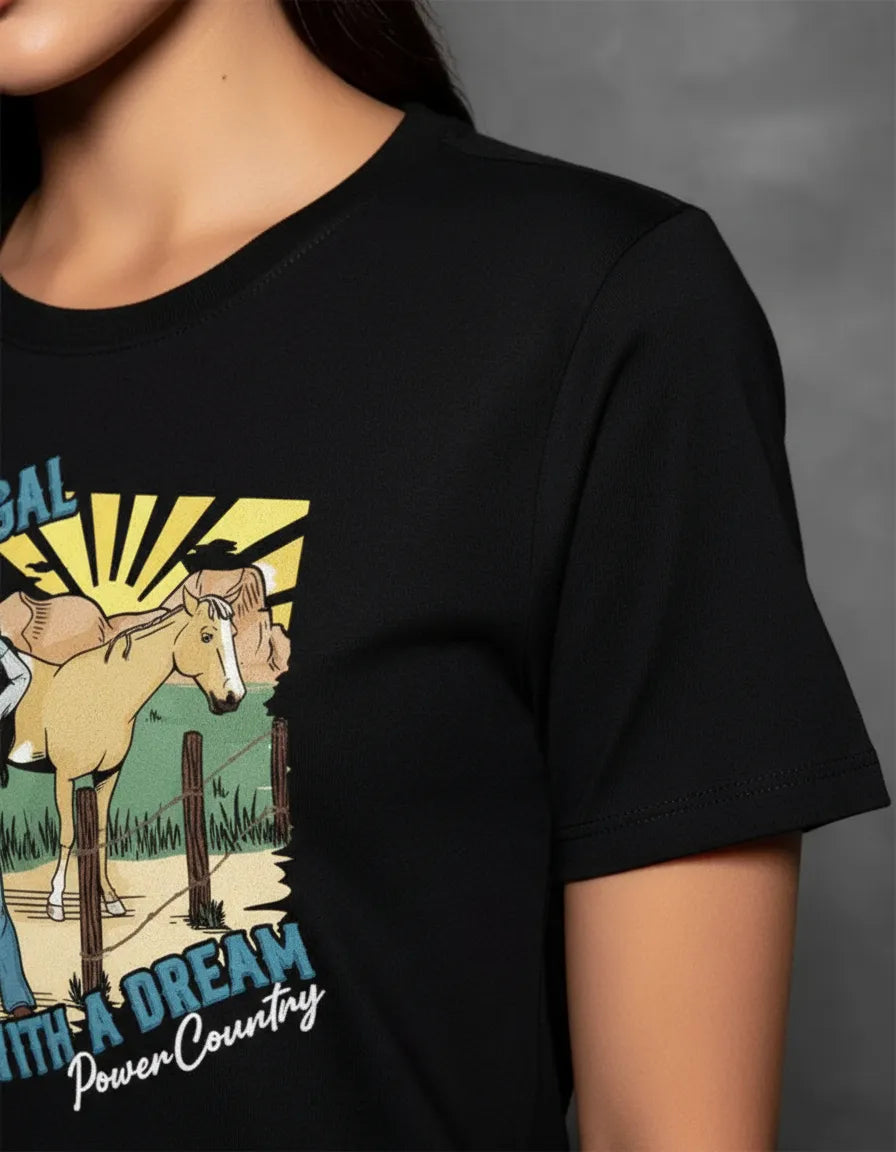 T-Shirt PWC Just A Gal Preta