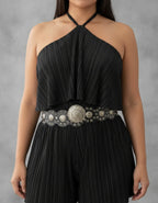 Macaquinho Feminino Plissado em Tecido Duna