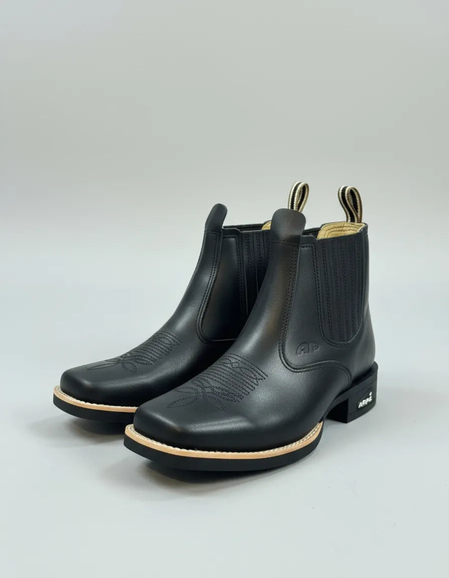 Botina Texana Country Bico Quadrado Couro