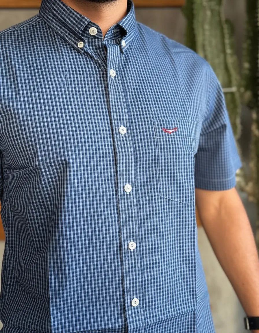 Camisa Social Xadrez Masculina Manga Curta Texas Edition