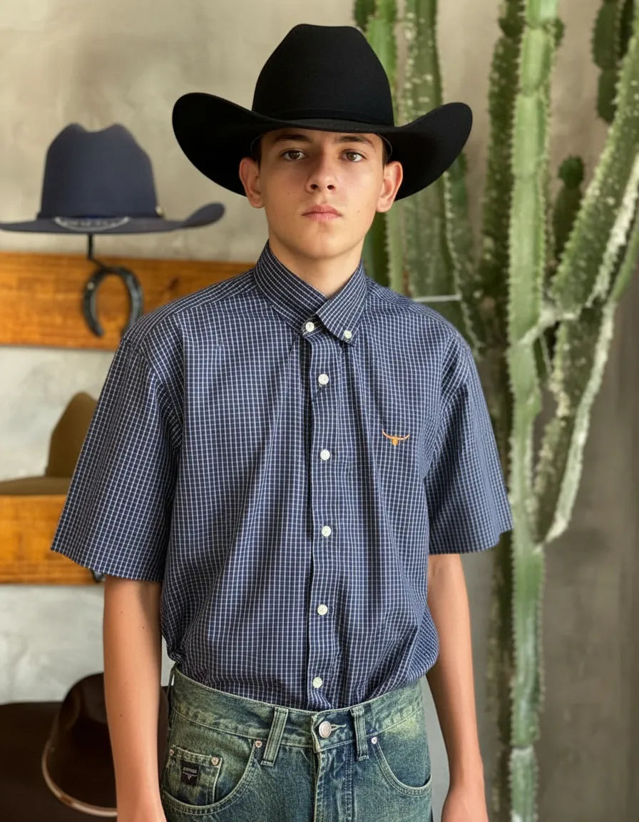 Camisa Social Xadrez Manga Curta Masculina Moiadeiros