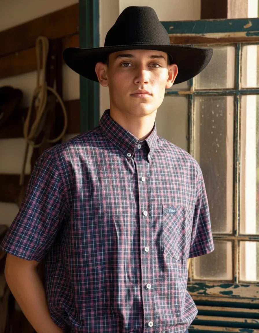 Camisa Social Xadrez Masculina Manga Curta Texas Edition