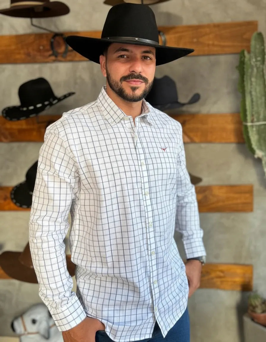 Camisa Social Xadrez Manga Longa Masculina Moiadeiros