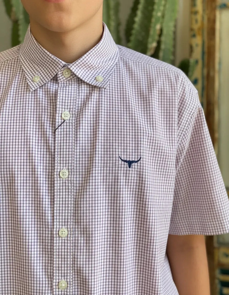 Camisa Social Xadrez Manga Curta Masculina Moiadeiros