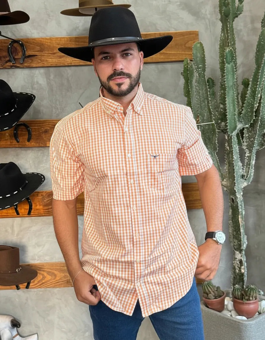 Camisa Social Xadrez Manga Curta Masculina Moiadeiros