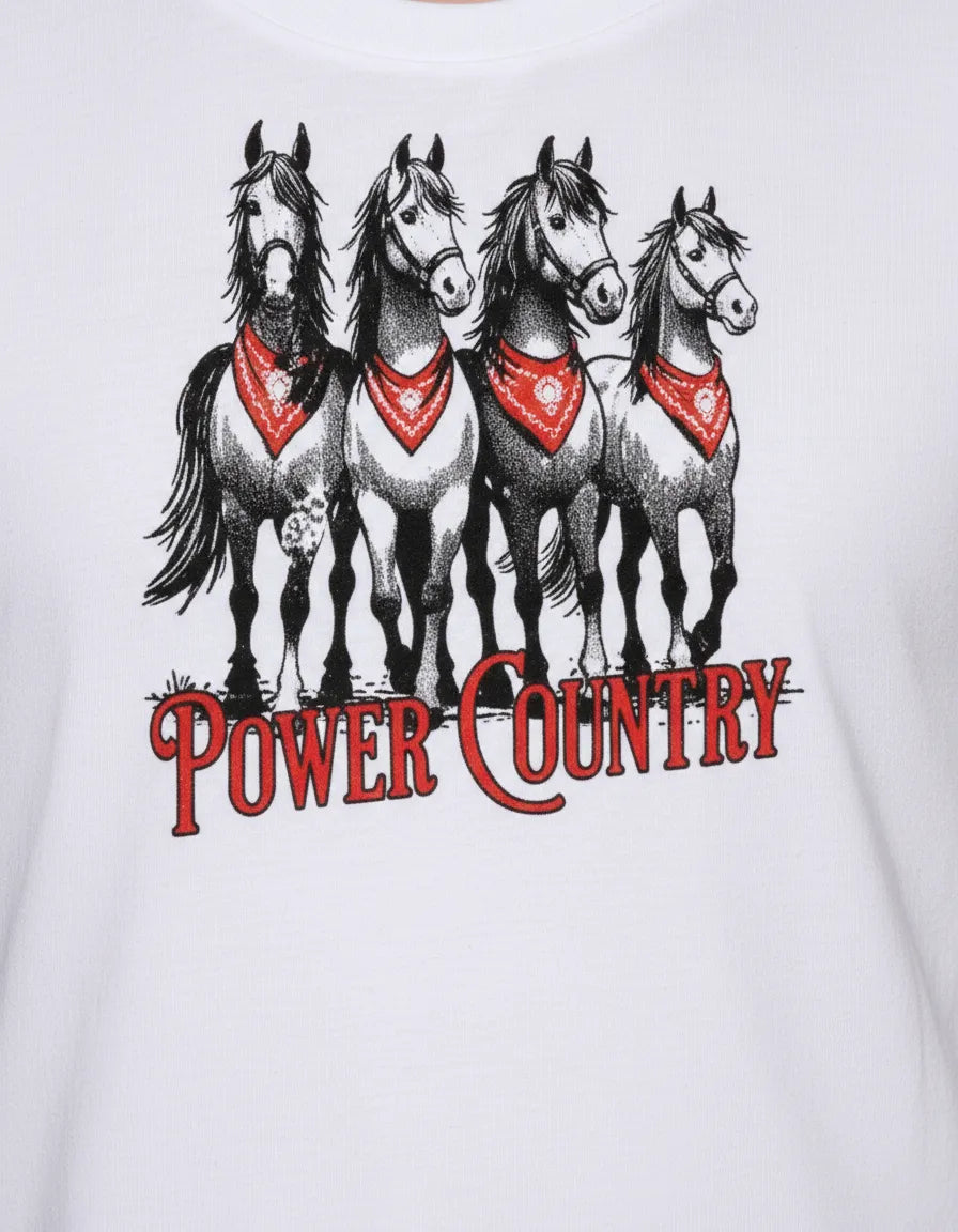 T-Shirt PWC Cavalos Branca