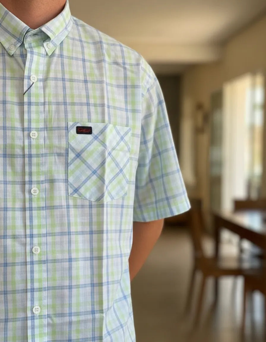 Camisa Social Xadrez Masculina Manga Curta Texas Edition