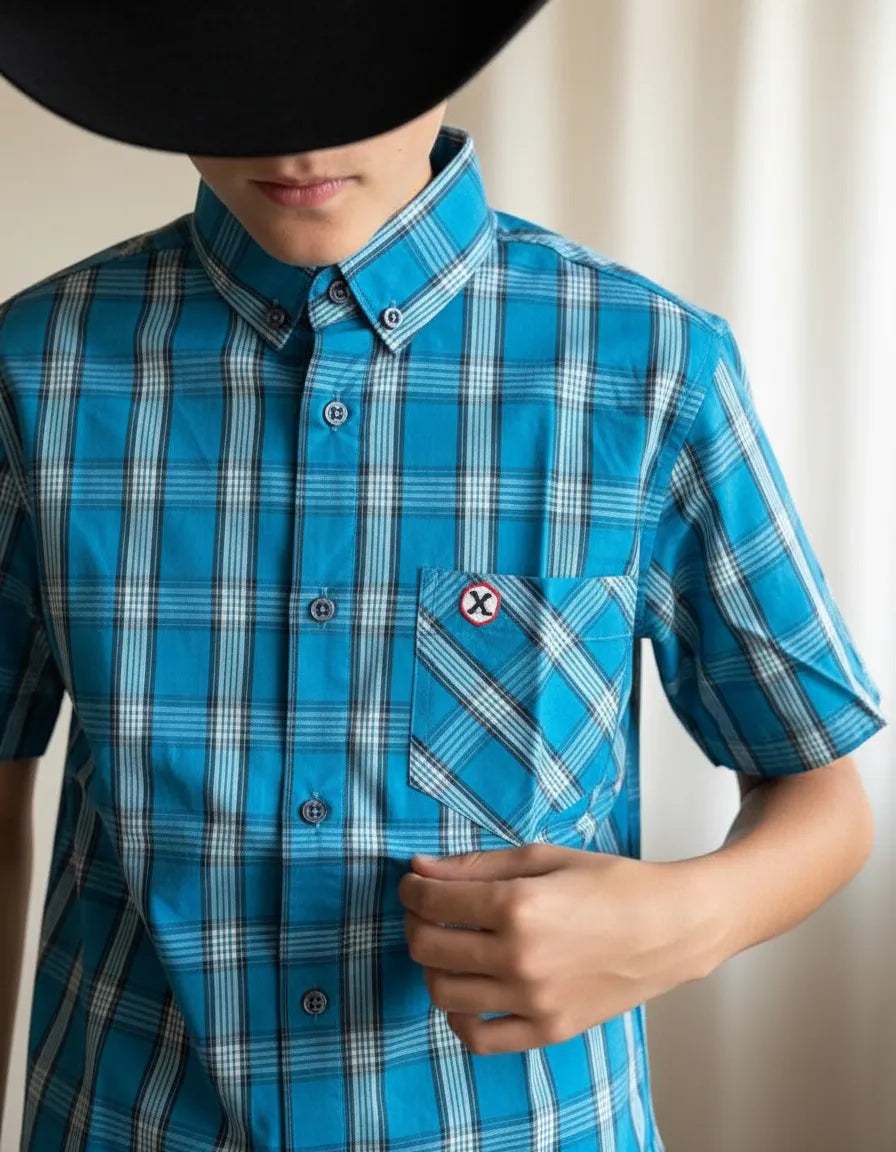 Camisa Social Xadrez Manga Curta Masculina Texas Brasil