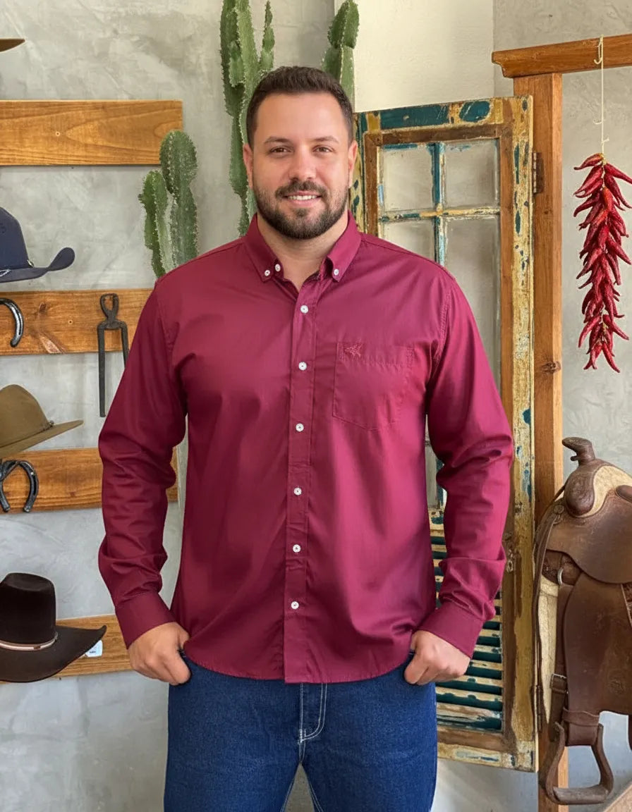 Camisa Social Masculina Manga Longa Country City