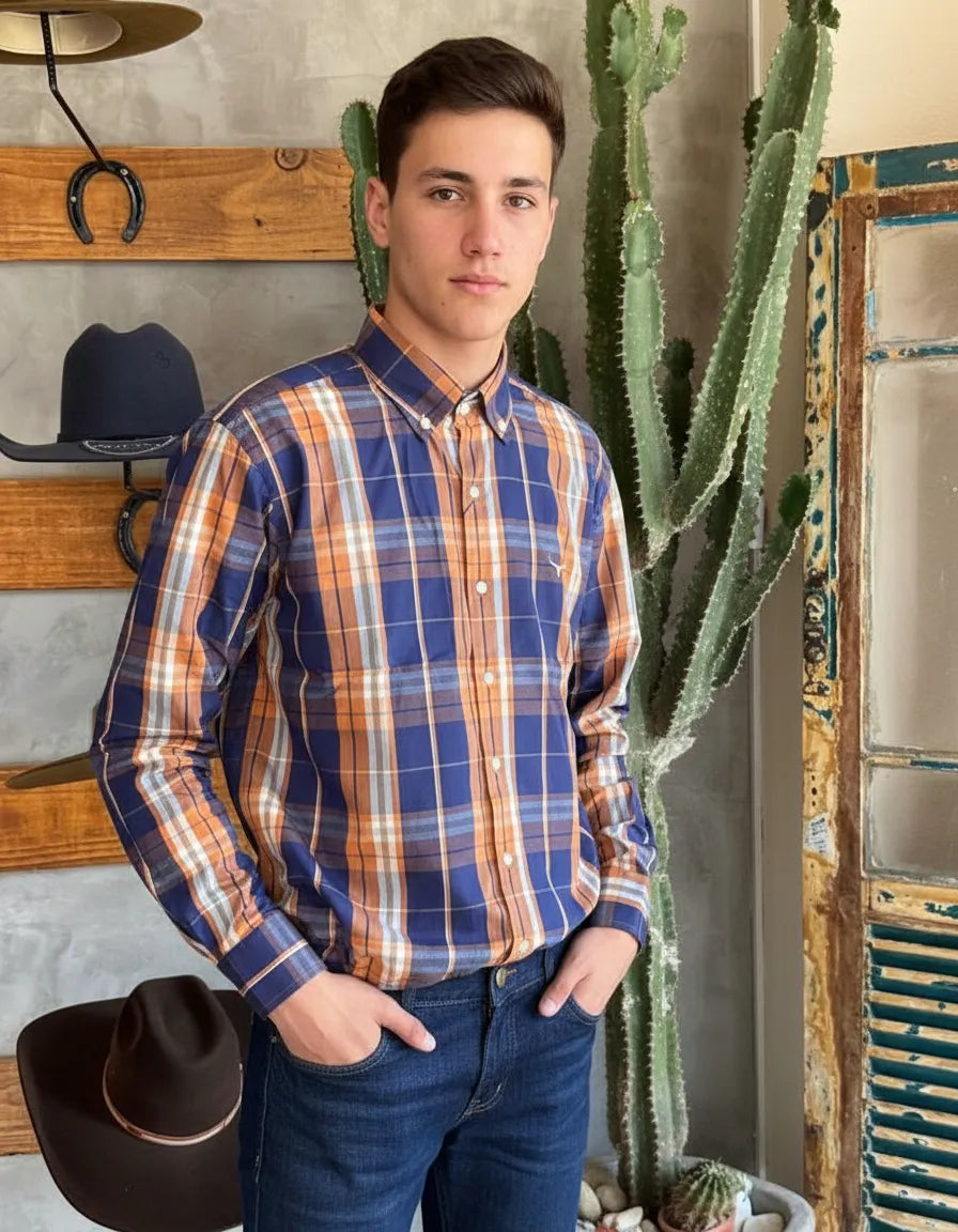 Camisa Social Xadrez Manga Longa Masculina Moiadeiros