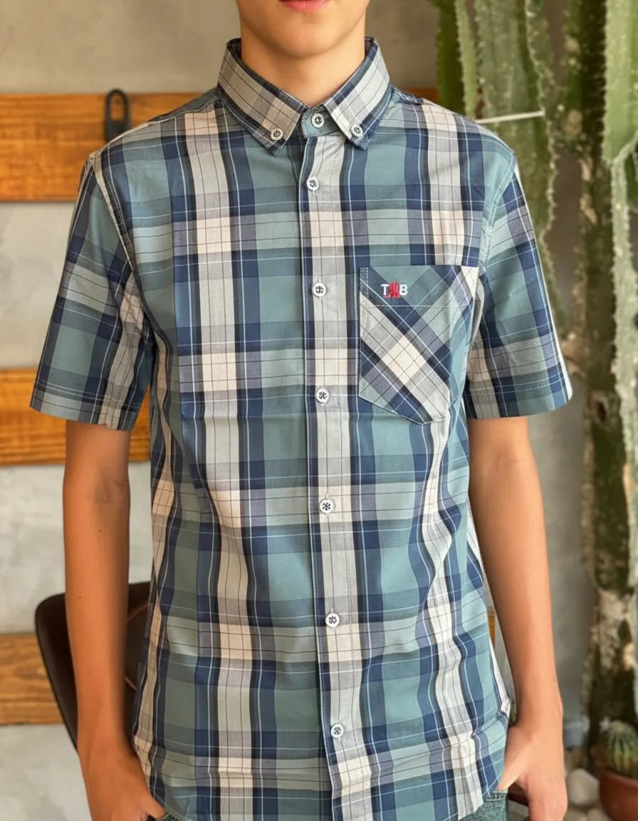 Camisa Social Xadrez Manga Curta Masculina Texas Brasil