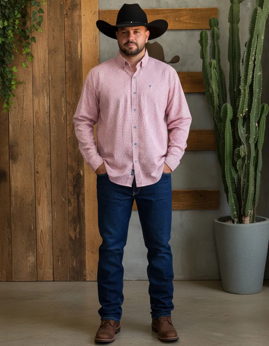 Camisa Social Xadrez Masculina Manga Longa Texas Farm