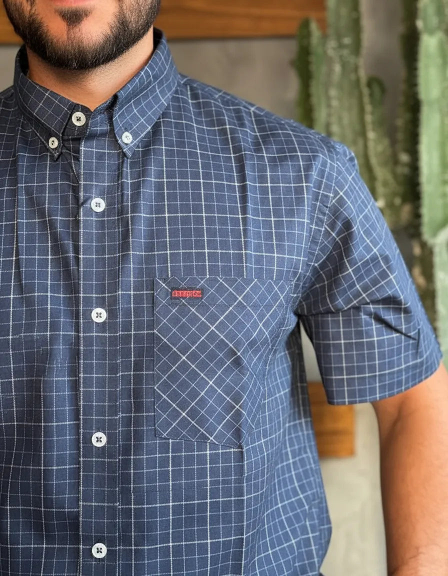 Camisa Social Xadrez Masculina Manga Curta Texas Edition