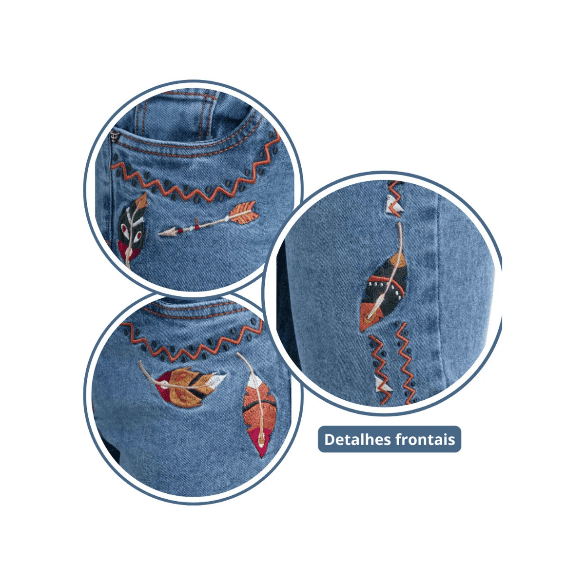 Calça Jeans Bordada Texas Farm Vitality Umber