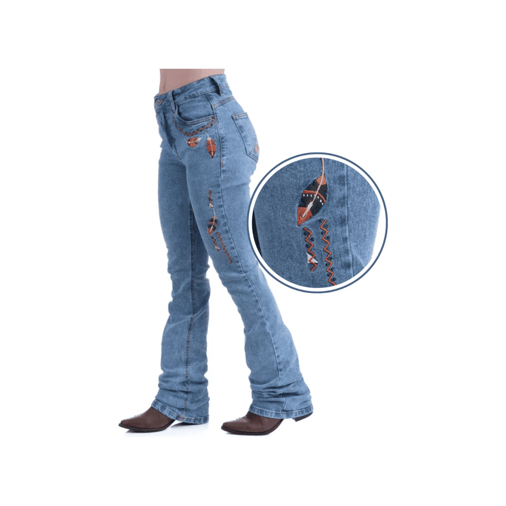 Calça Jeans Bordada Texas Farm Vitality Umber