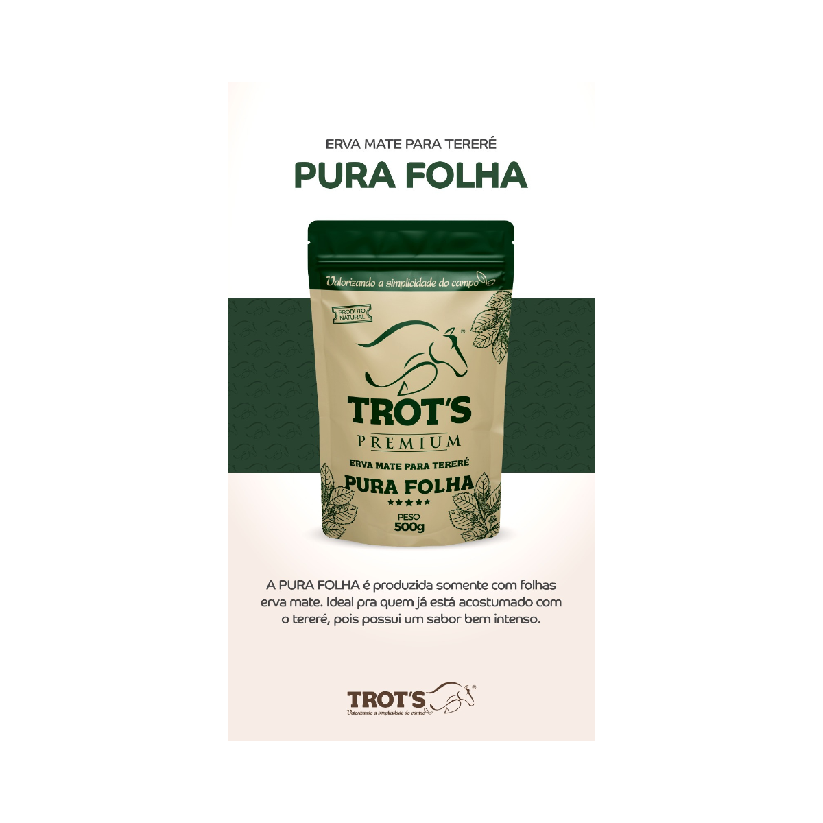 Trot’s Erva Mate Natural para Tereré e Chimarrão 500g - Pura Folha